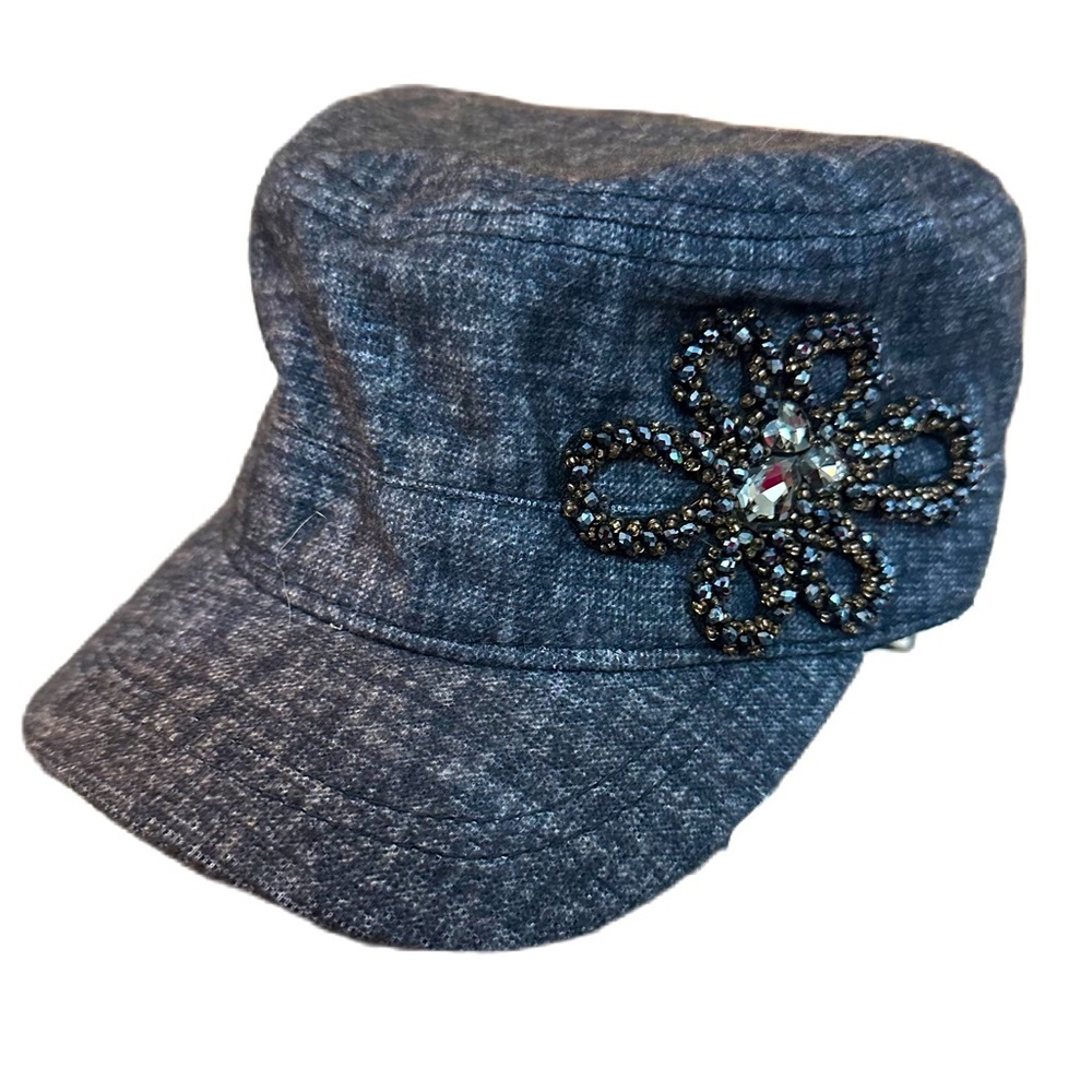 Cadet Flower Embellished Cap Beaded Military Hat - Picture 2 of 9